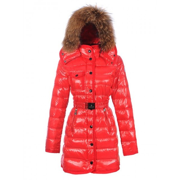 Moncler Fashion rosso Fur Cap E cinturino caldo Cappotti uscita